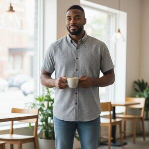 Perry Ellis Mens Geometric Print Short Sleeve Shirt Size 3X